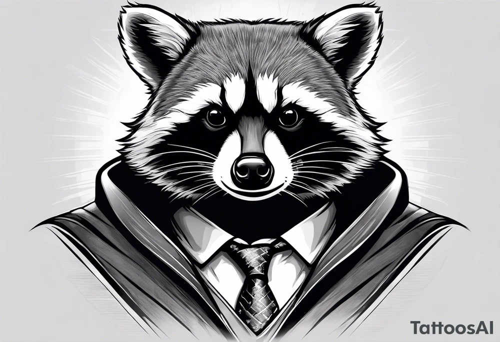 raccoon wearing a Superman t-shirt tattoo idea