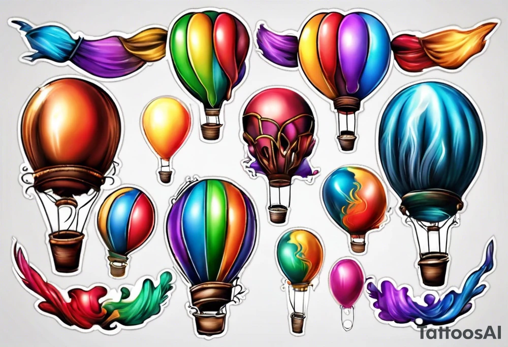 coloful balloons tattoo idea