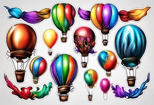 coloful balloons tattoo idea