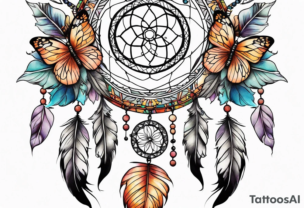 Dream catcher with butterflies tattoo idea