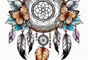 Dream catcher with butterflies tattoo idea