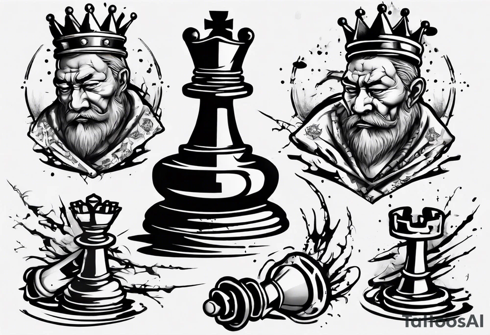 king chess with wounds tattoo idea