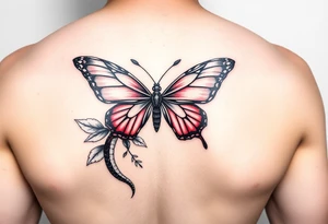 Red Butterfly with leafs and a snake tattoo idea
