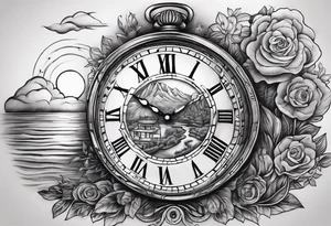time element in sunset for man tattoo idea
