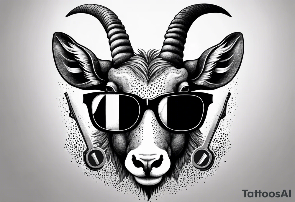 capricorn with sunglasses and shotgun tattoo idea