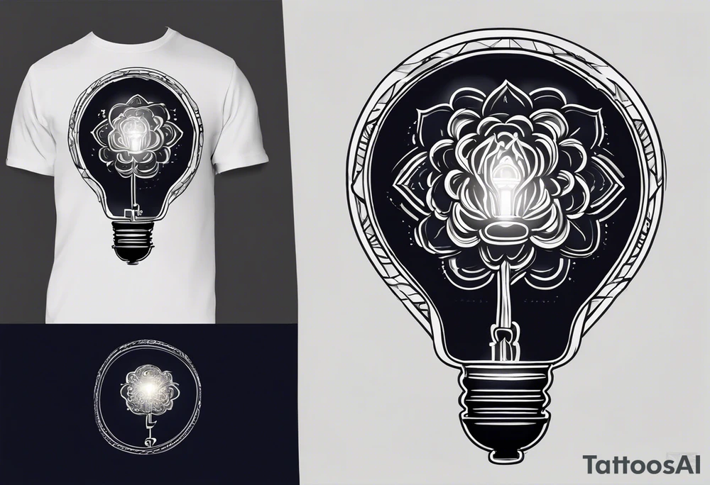 Create an artistic representation of an illuminated lamp with a brain inside it, symbolizing autistic awareness. Feel free to add any colors, details, or stylistic elements that resonate with the theme tattoo idea