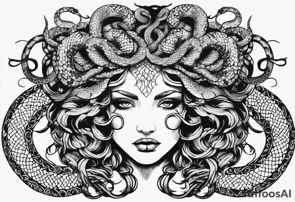 Medusa gorgon, snakes instead of hair, like stone tattoo idea