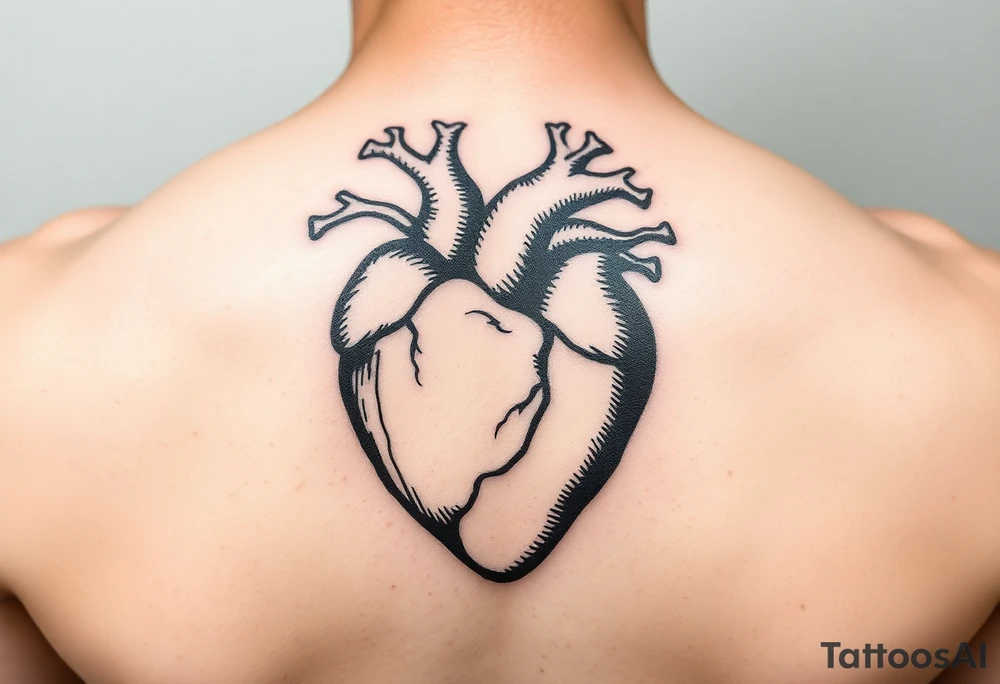 woodcut realistic heart etching tattoo high detail tattoo idea