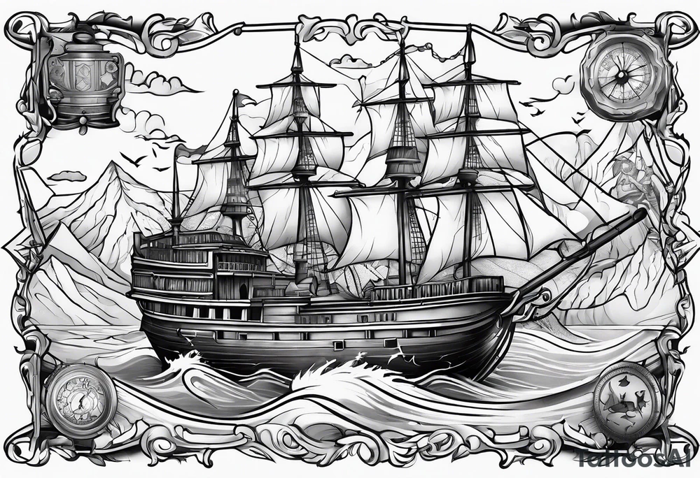 treasure 
 map tattoo idea