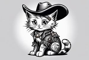 cartoon cat full body cowboy tattoo idea
