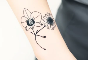 Orchid and sunflower tattoo idea