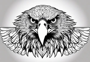 realistic eagle full body  sit face front closed wings tattoo idea
