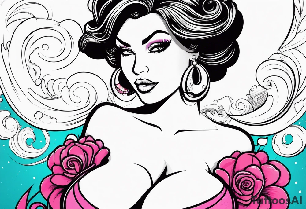 Big boobs woman tattoo idea