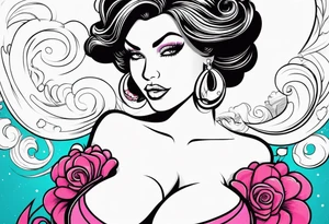 Big boobs woman tattoo idea