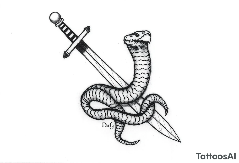a snake crawl on a sword. tattoo idea