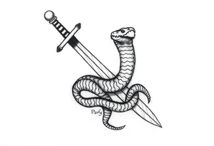 a snake crawl on a sword. tattoo idea