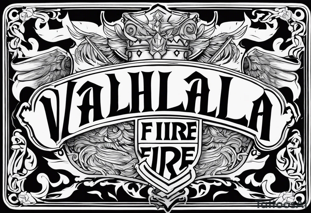 Valhalla on fire shield sword tattoo idea