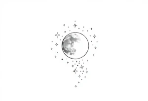 1x10^23 surrounded by cascade of stars and moon tattoo idea