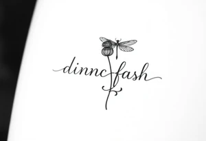 minimaliste simple for hand thistle with dragonfly text : dinna fash tattoo idea