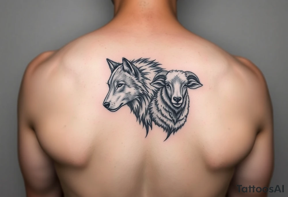 Wolf and sheep as one tattoo idea