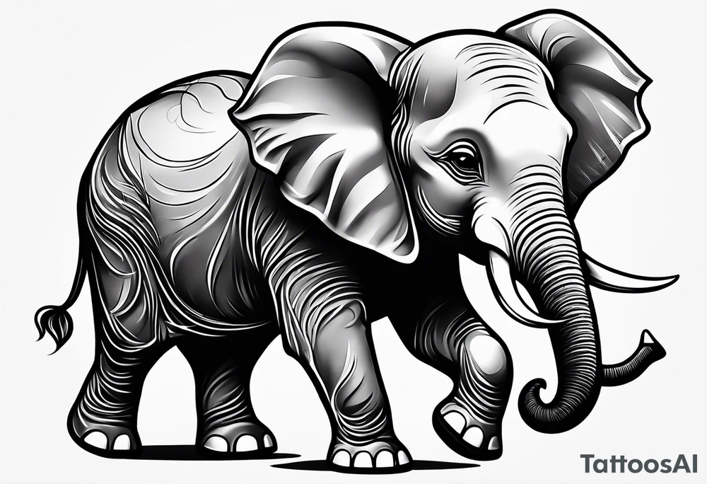 baby elephant calf tattoo idea