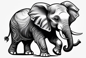 baby elephant calf tattoo idea