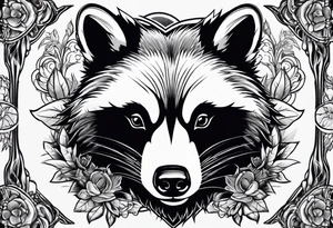 aggressive badger/wolverine with cute face and some quotes tattoo idea
