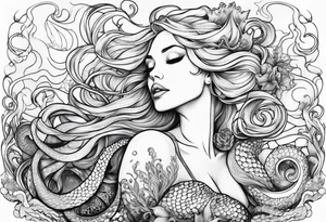Blond mermaid with giant octopus tattoo idea