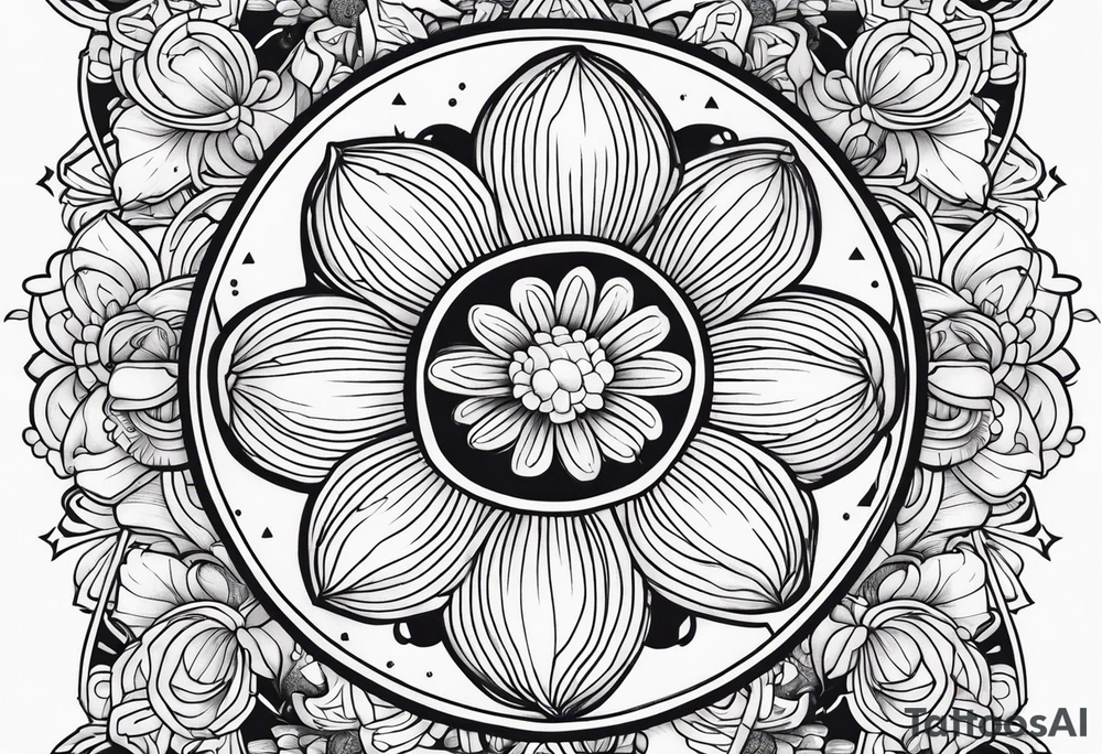 Amuleto japonés con flor tattoo idea