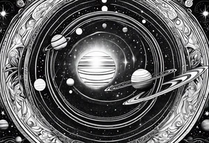 psychedelic representation of the solar system tattoo idea
