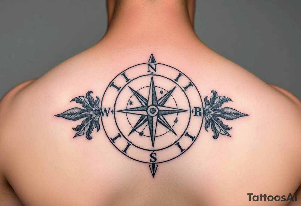 Tattoo with a compass and the constellation of Aquarius to show that the hard road you are traveling will be for the better tattoo idea