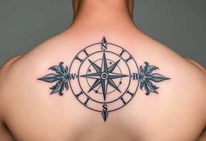 Tattoo with a compass and the constellation of Aquarius to show that the hard road you are traveling will be for the better tattoo idea