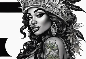 Black Goddess of marijuana tattoo idea