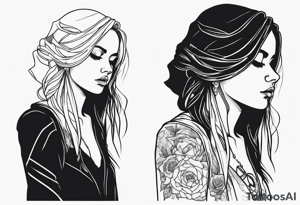 Sad girl Gothic stigmata tattoo idea