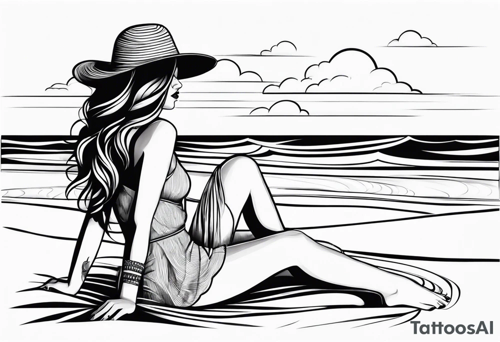 Femme sur la plage tattoo idea