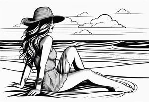 Femme sur la plage tattoo idea