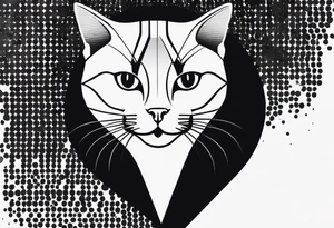 cat, abstract, geometric, lines, halftone, splatter, cat paw, hexagon tattoo idea