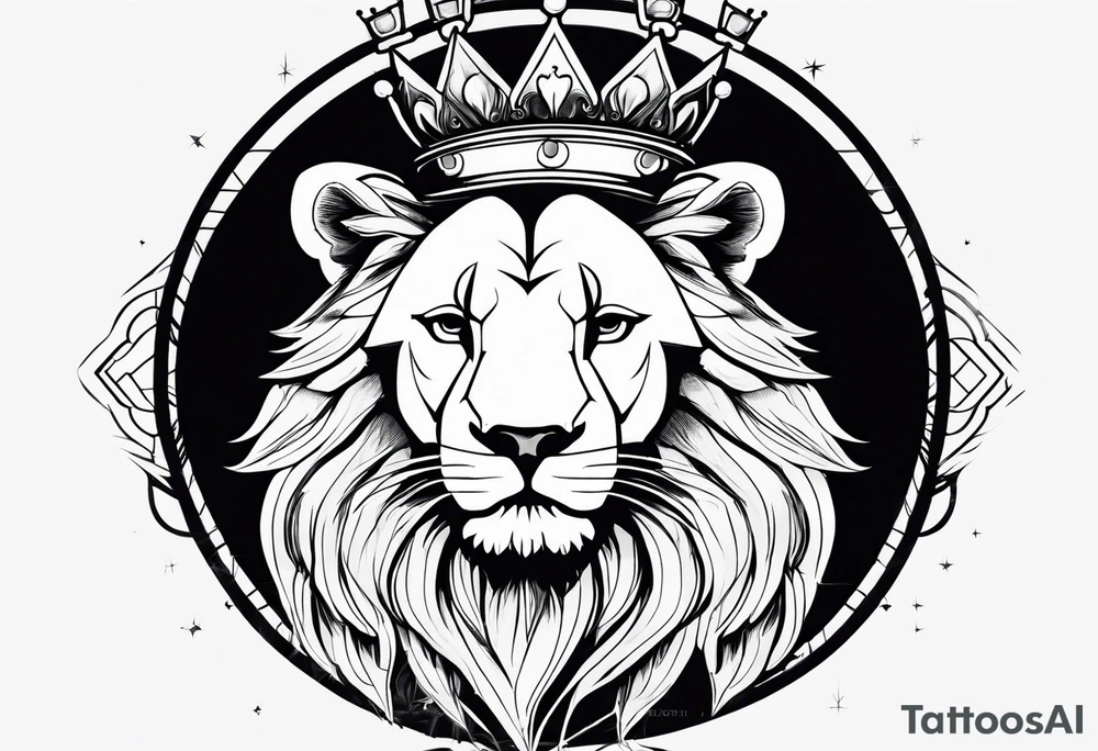 Lion wearing a crowing with the initial p in the crown tattoo idea Lion wearing a crowing with the initial p in the crown tattoo idea