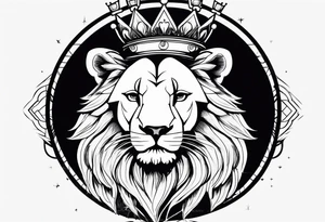 Lion wearing a crowing with the initial p in the crown tattoo idea
