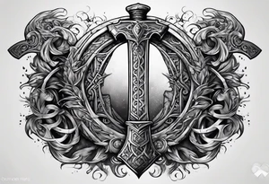 Valhalla gates sword  axe tattoo idea