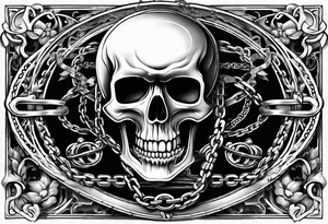 Skeleton with ball and chain tattoo idea