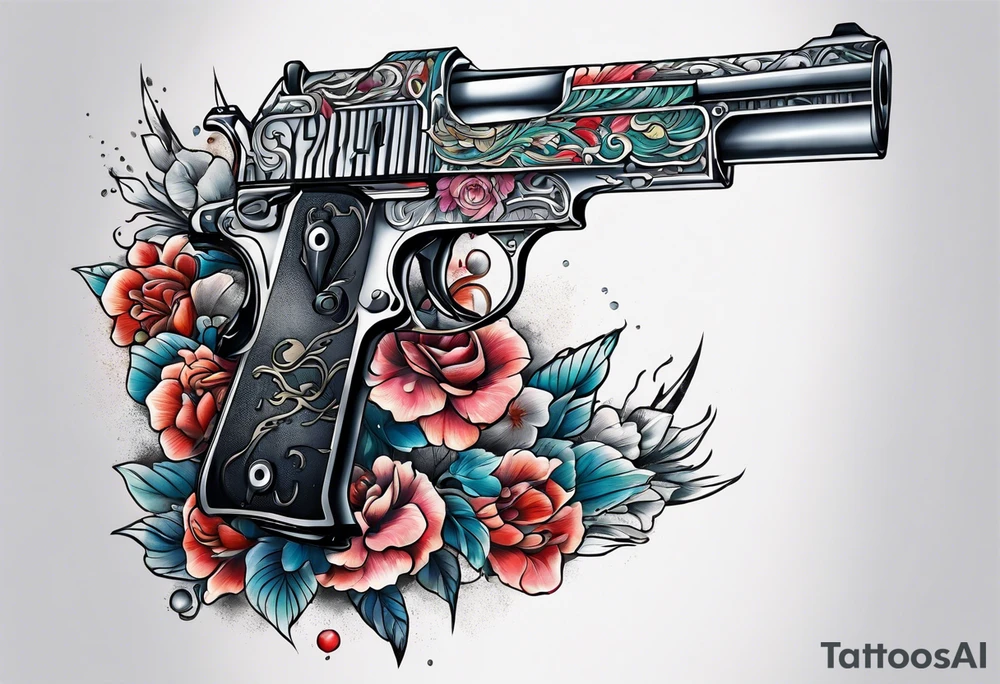 The letters AR with pistols on each side tattoo idea