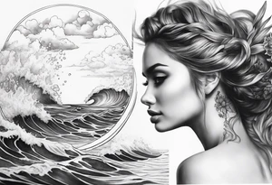 half of my tattoo is underwater and another half is above the ocean tattoo idea