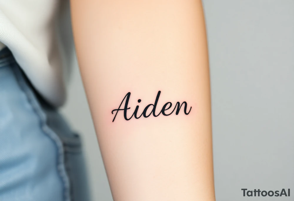 The name Aiden chunky
 and bold font tattoo idea