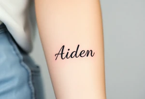 The name Aiden chunky
 and bold font tattoo idea
