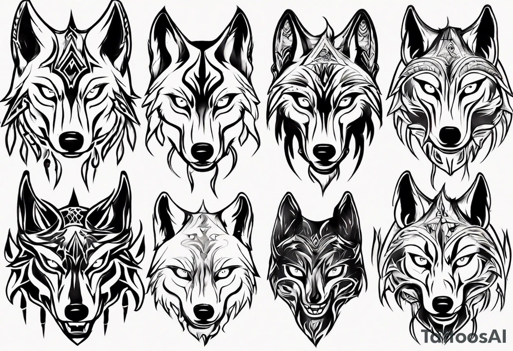 wolf with burning eyes tattoo idea