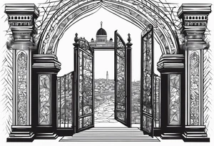 israel city vector gate 
swirl 
 vignette tattoo idea