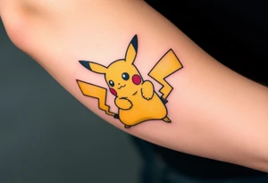 Pikachu getting ready to thunderbolt attack tattoo idea