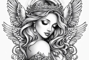 Praying angel with doves full sleeve tattoo idea
