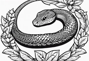 Serpiente pequeña con cerezos y hojas tattoo idea